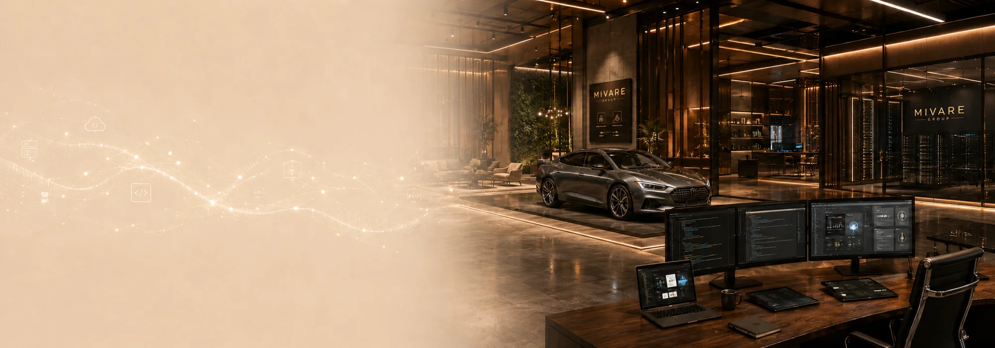 Nowoczesna architektura łącząca rzemiosło, technologię i motoryzację